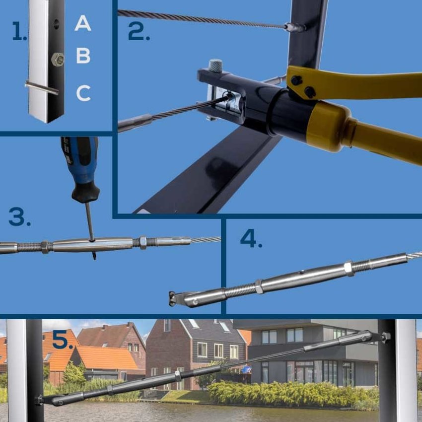 Wire Rope Balustradekit 6mm - press terminal