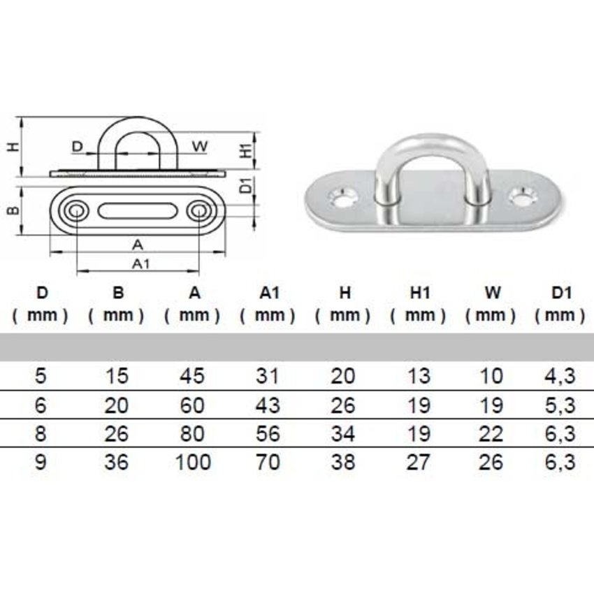 stainless Eyeplate Oblong 5x45mm