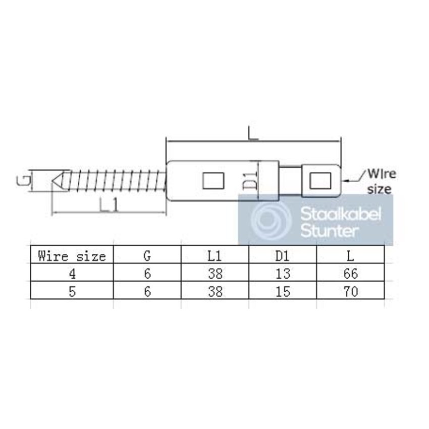 Woodscrew terminals stainless 4mm left