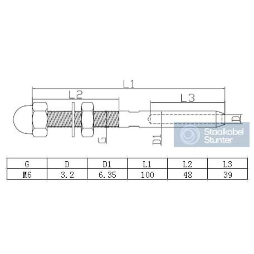 Edelstahl Pers Stud Terminals 3mm Links