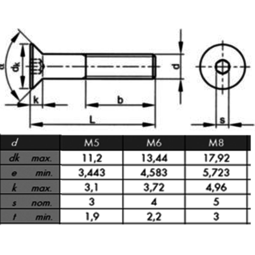 stainless sunk head screw DIN 7991 / ISO 10642