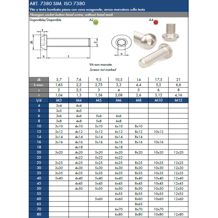 stainless sunk head screw ISO 7380