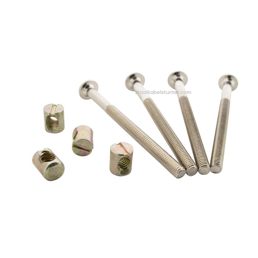 Galvanised connecting bolt and nut M6x80 4 pieces