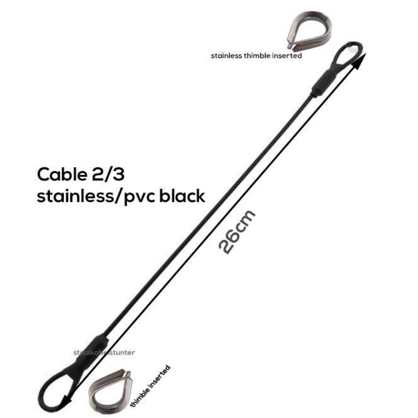 black Wire Rope with loops and Heatshrink tube