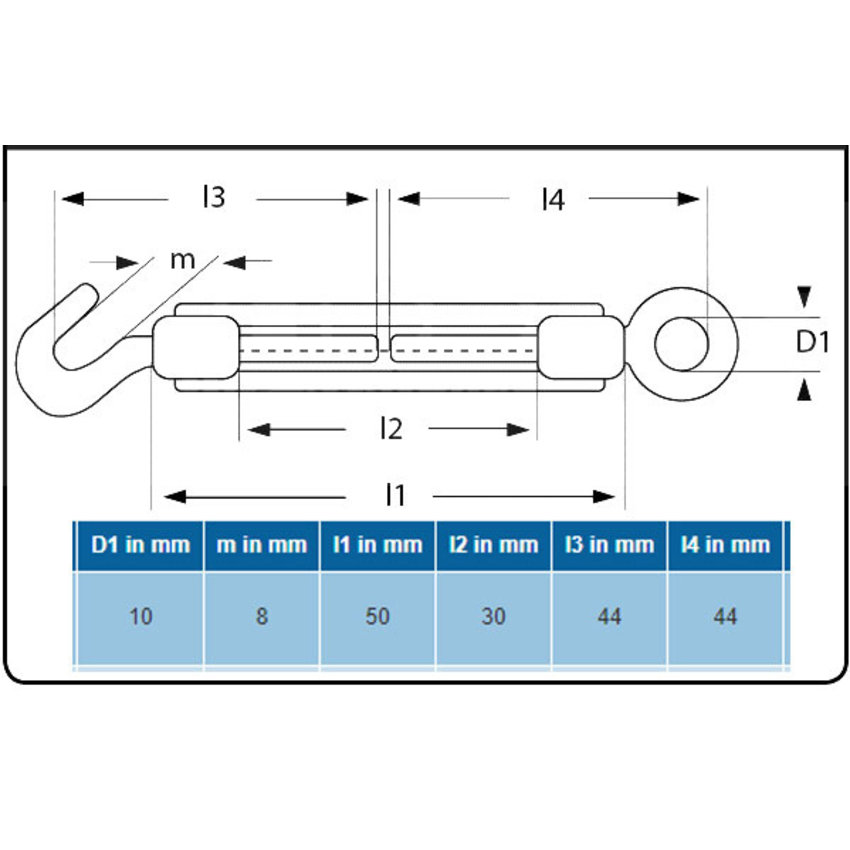 Drahtspanner mit Haken und Öse M5