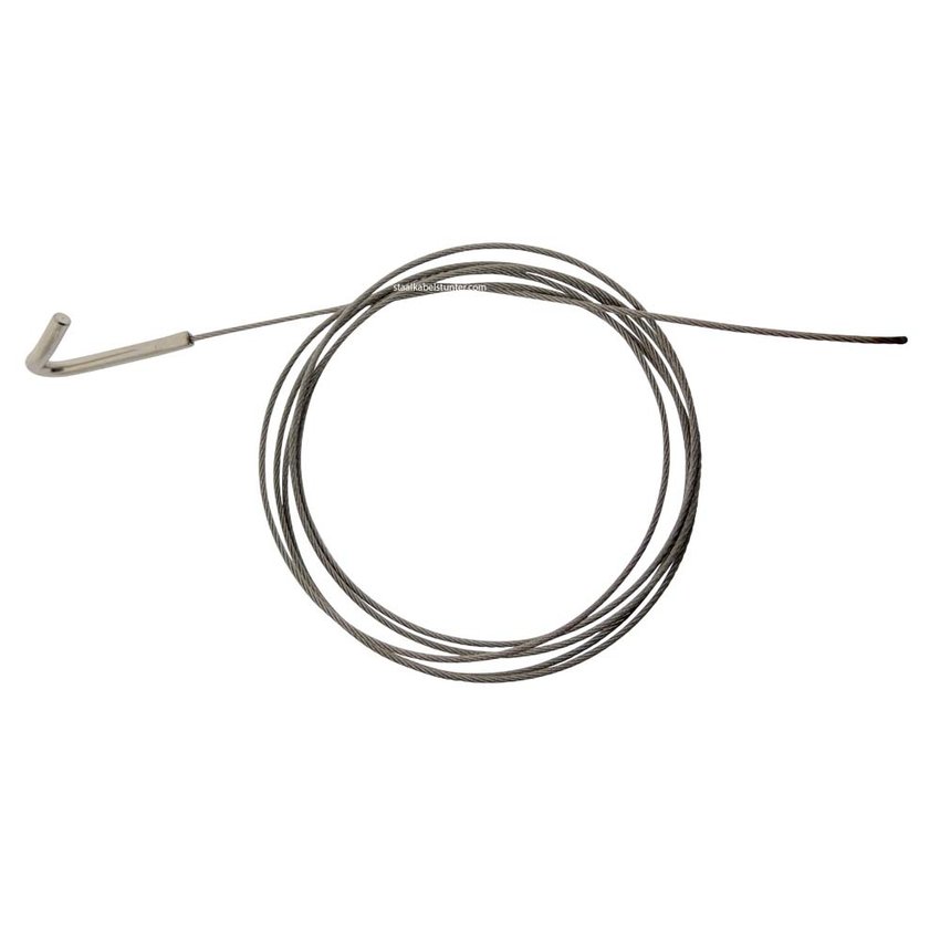 Stahlseil mit festem J-Haken, 1,5 mm Ø, 150 cm, Hakenstärke 4 mm