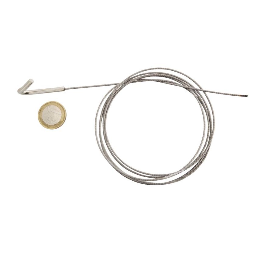 Stahlseil mit festem J-Haken, 1,5 mm Ø, 150 cm, Hakenstärke 4 mm