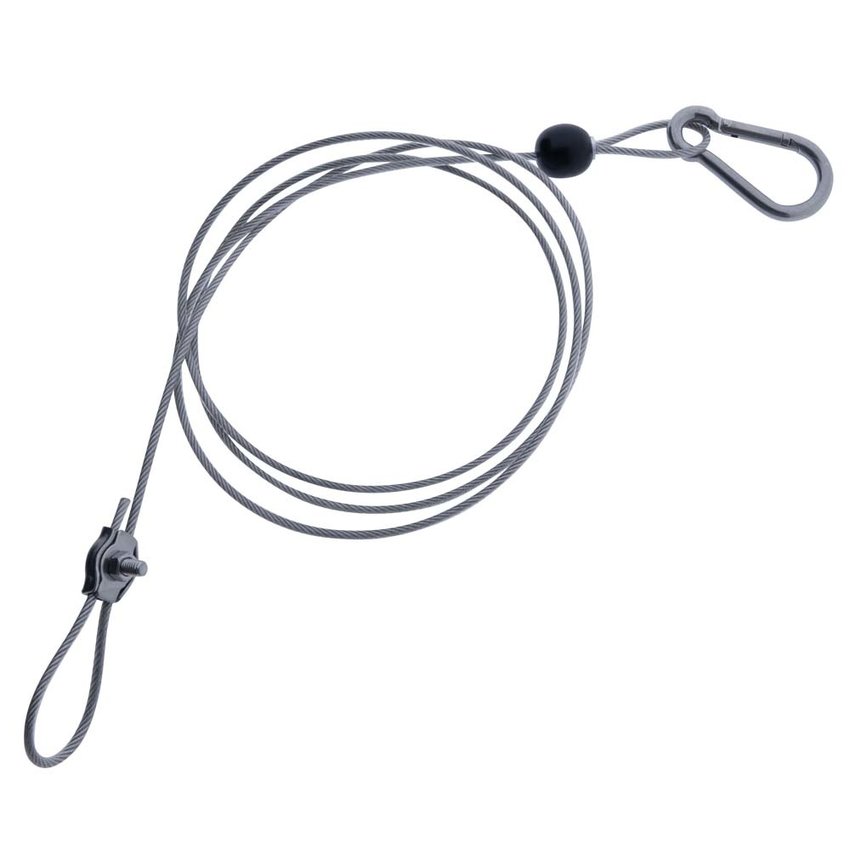 Wire Rope 1,5 meter - 3mm dia with adjustable loop  and Snap Hook.