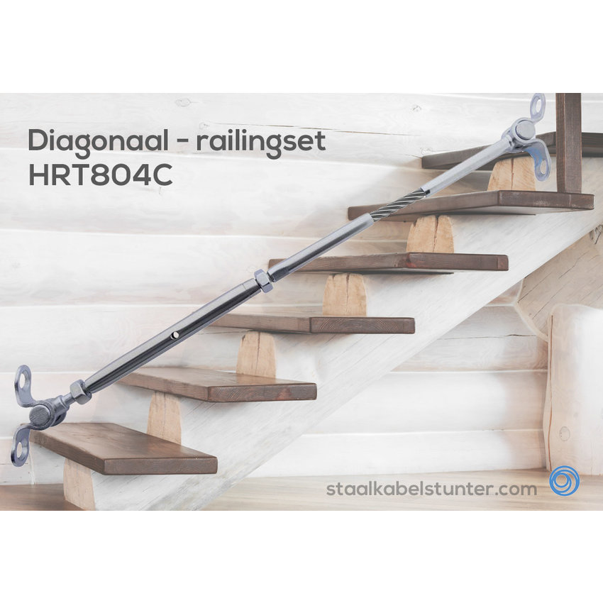 Drahtseil-Balustraden-Kit 5 mm - Diagonale Pressklemme Holz Sparsam