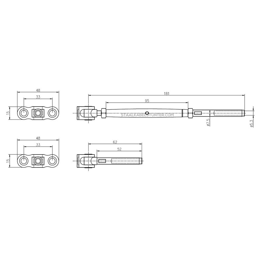 Wire Rope Balustradekit 5mm - diagonal press terminal Wood Affordable