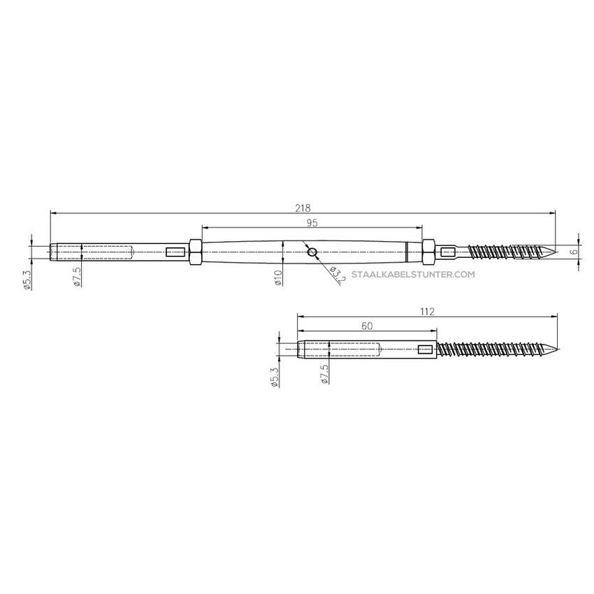 Wire Rope Balustradekit 5mm - press terminal Wood Affordable