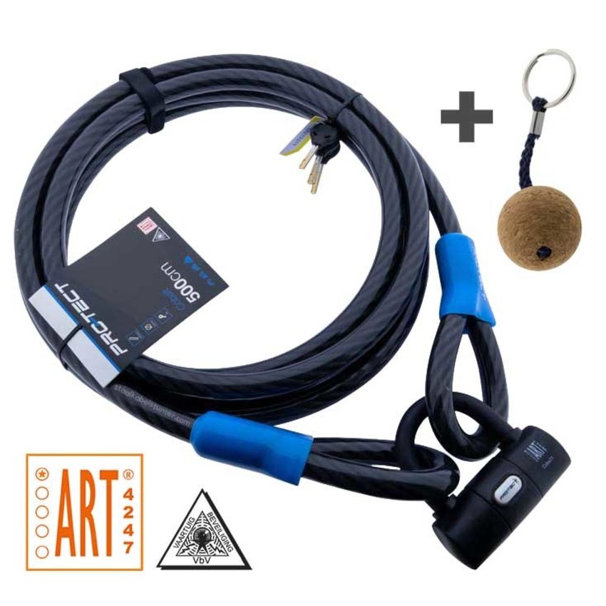 Cablelock Art & VBV tested 5 meters long - with clamp Cobalt
