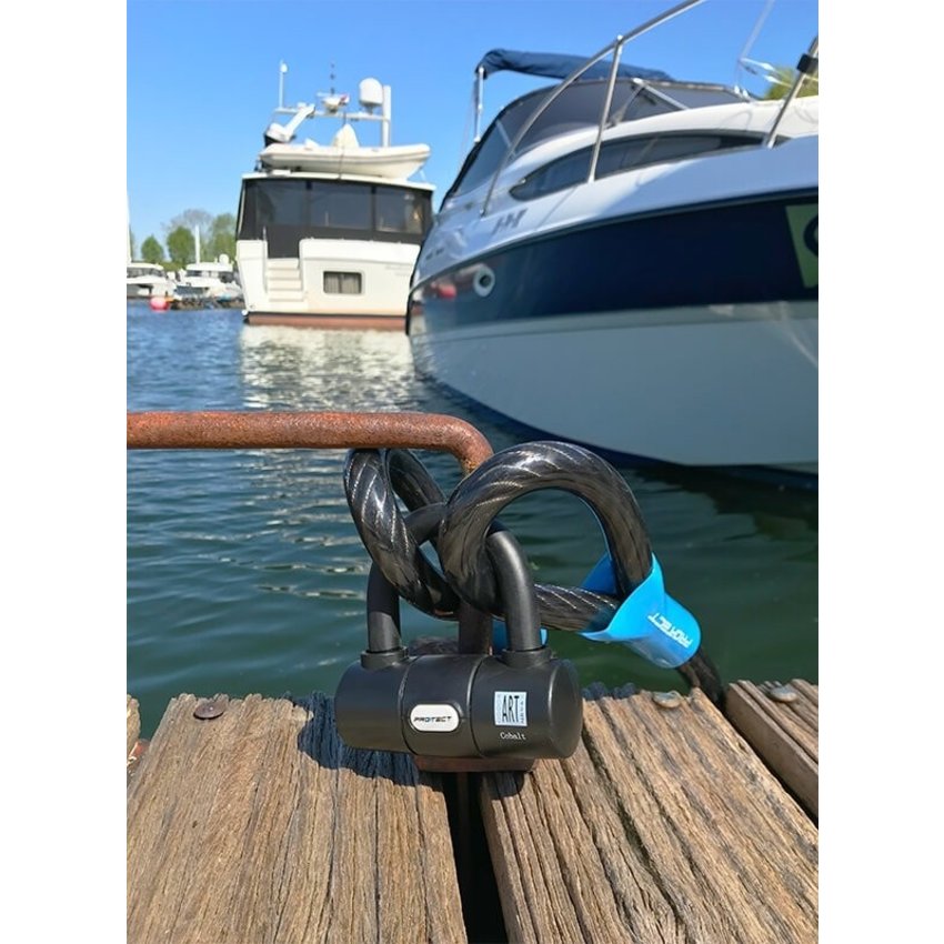 Cable lock Art & VBV tested 5 meters long - with clamp Cobalt