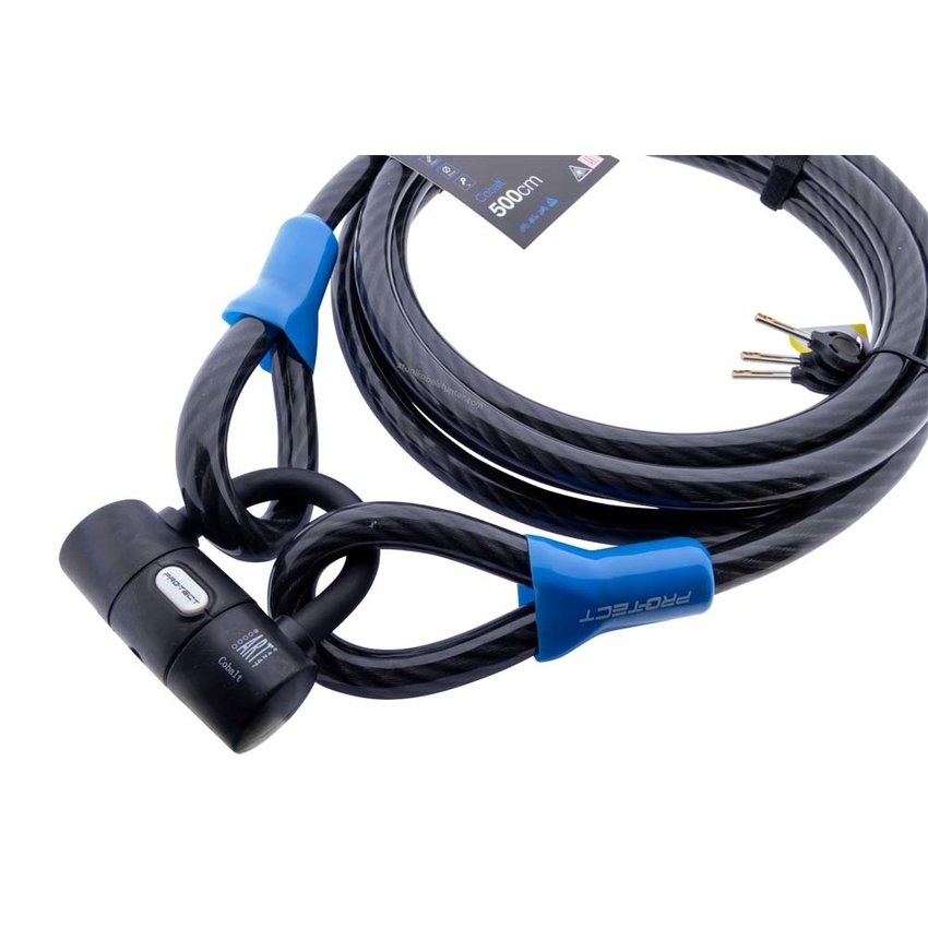 Cablelock Art & VBV tested 5 meters long - with clamp Cobalt