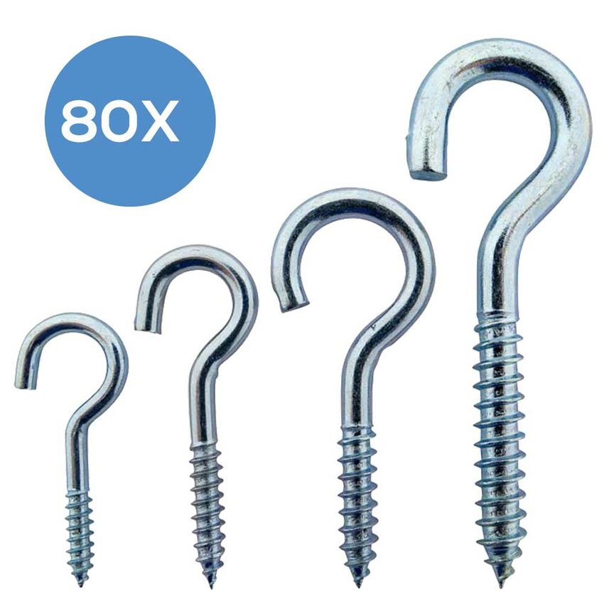 Screwhooks 40,50, 60 and 80mm - 80 pieces galvanised version