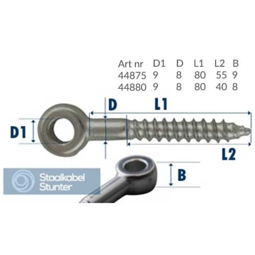 stainless screw-eye 8x80mm stainless