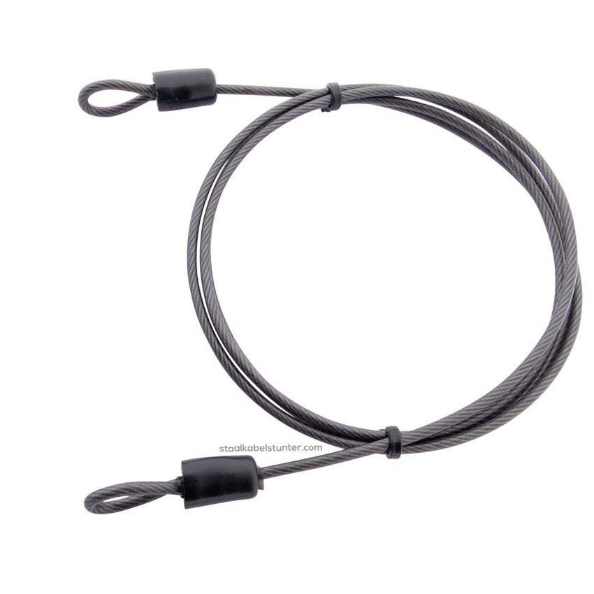 Wirerope with loops fitted with Wire Rope Clip - 2.5mm x 110cm with padlock