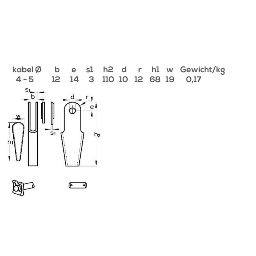 Liftsockets DIN 15315 galvanisch verzinkt / Spiekous / Wigklem