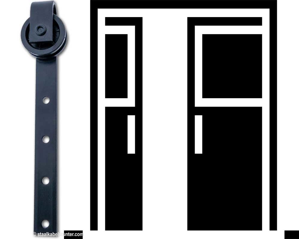 Hangrollen zwart voor schuifdeuren