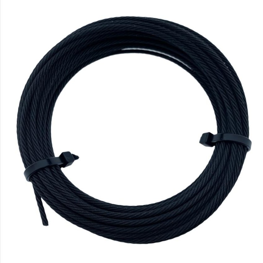 Stahlseil 3 mm, 10 Meter gebündelt, schwarz