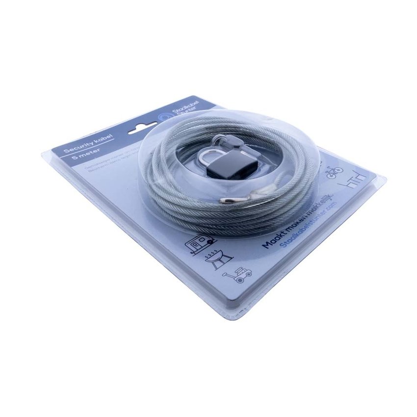 Beveiligingskabel  5 meter met hangslot