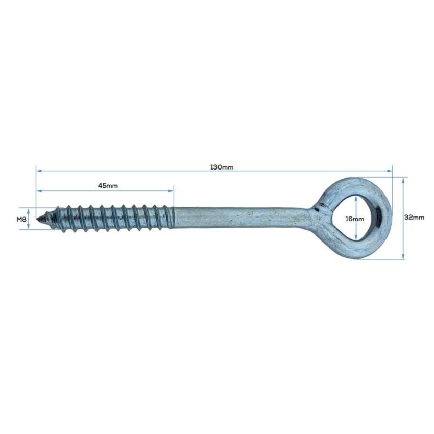 Screw-eyes woodthread 8x130 - 20 pieces