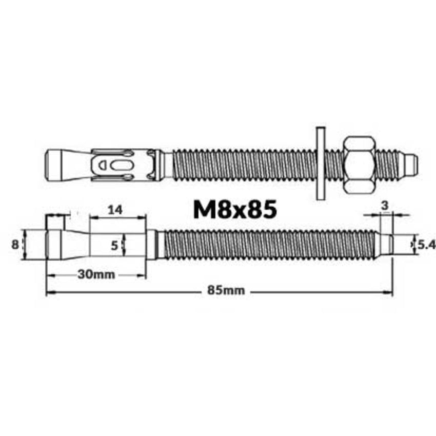 Edelstahl Expansionsbolzen M8 x 75 A2 Qualität