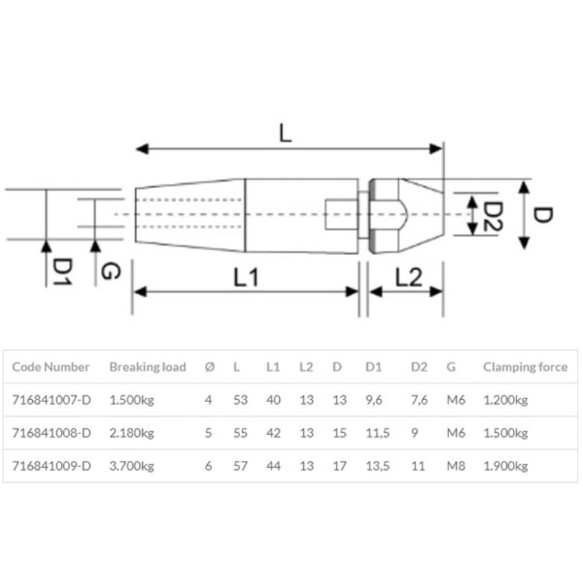 Terminals 4mm for fencing wood and concrete