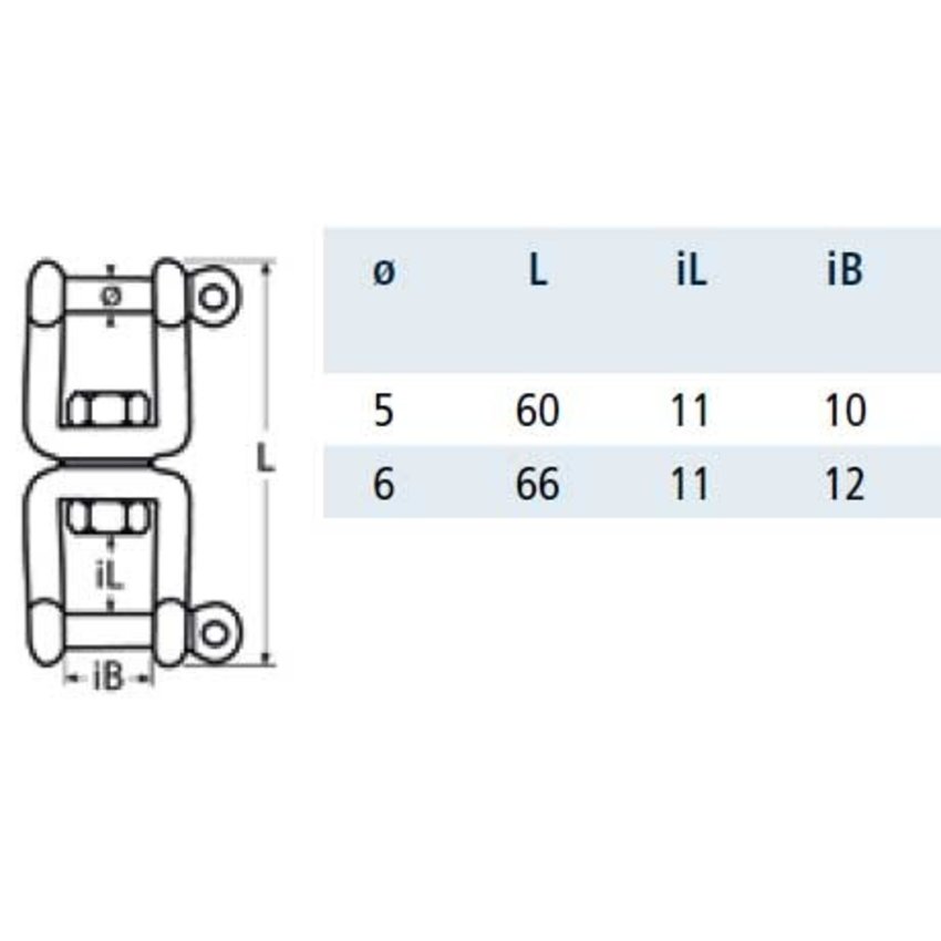 Stainless steel swivel harp-harp M6 A4