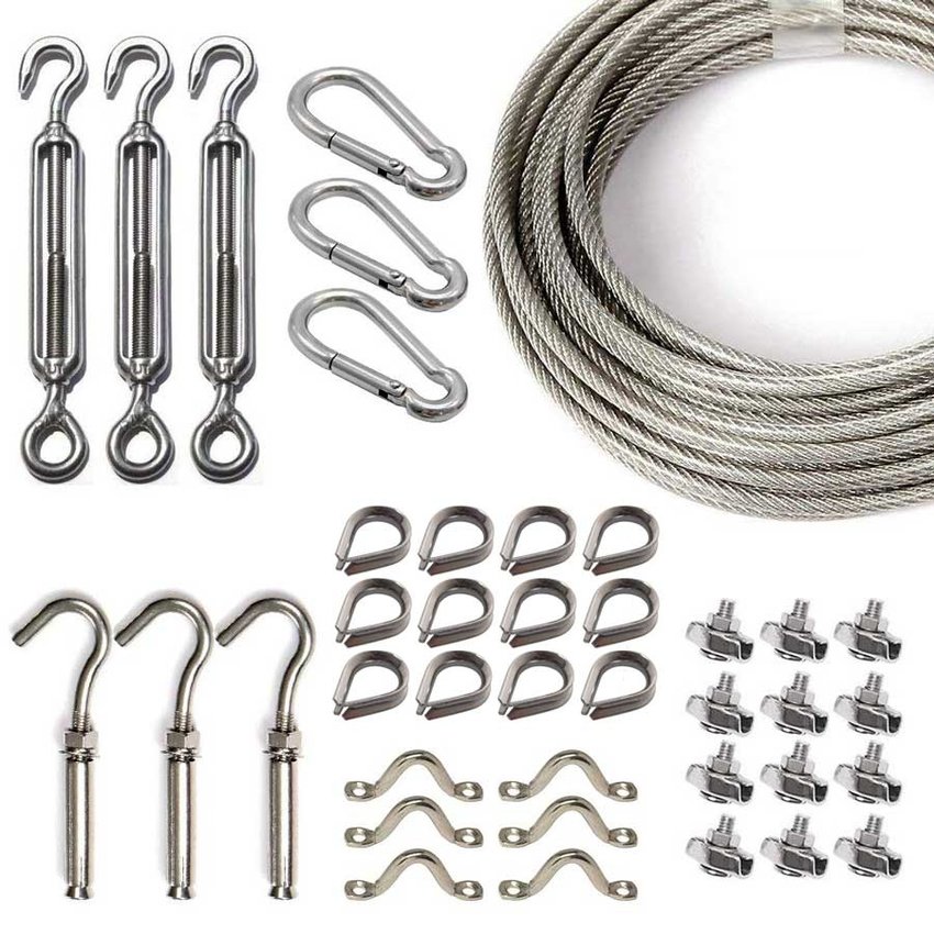 Stahlkabel Lightstring Außenleuchtenpaket