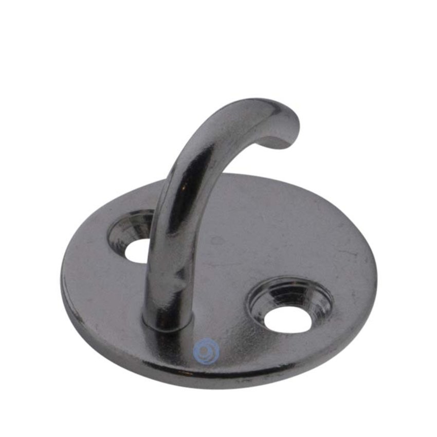 Stainless steel eye plate with hook - A4 quality - double hole