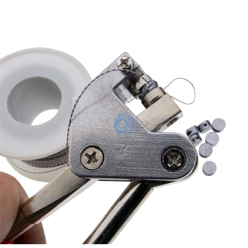 Zegeltang met rvs zegeldraad en knijploodjes