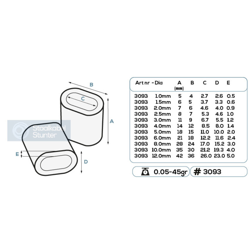 Aluminium Persklemmen assortiment 182 delig