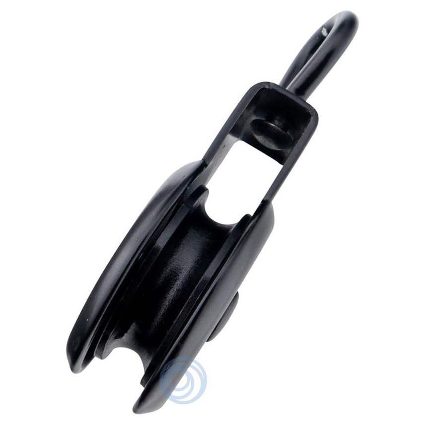 Markisenhangrolle Holzgewinde-Ringschraube Polyamidrad 32 mm  offenes Auge Schwarz