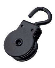 Pulley with hook 25mm black