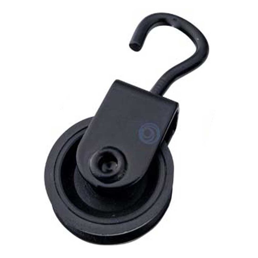 Pulley with swivel hook and polyamide wheel 32mm black