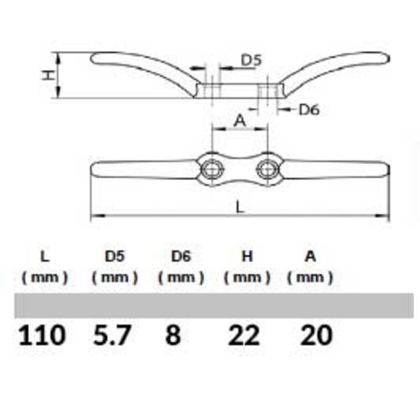 Flaggenklampe 110 mm A4 RVS