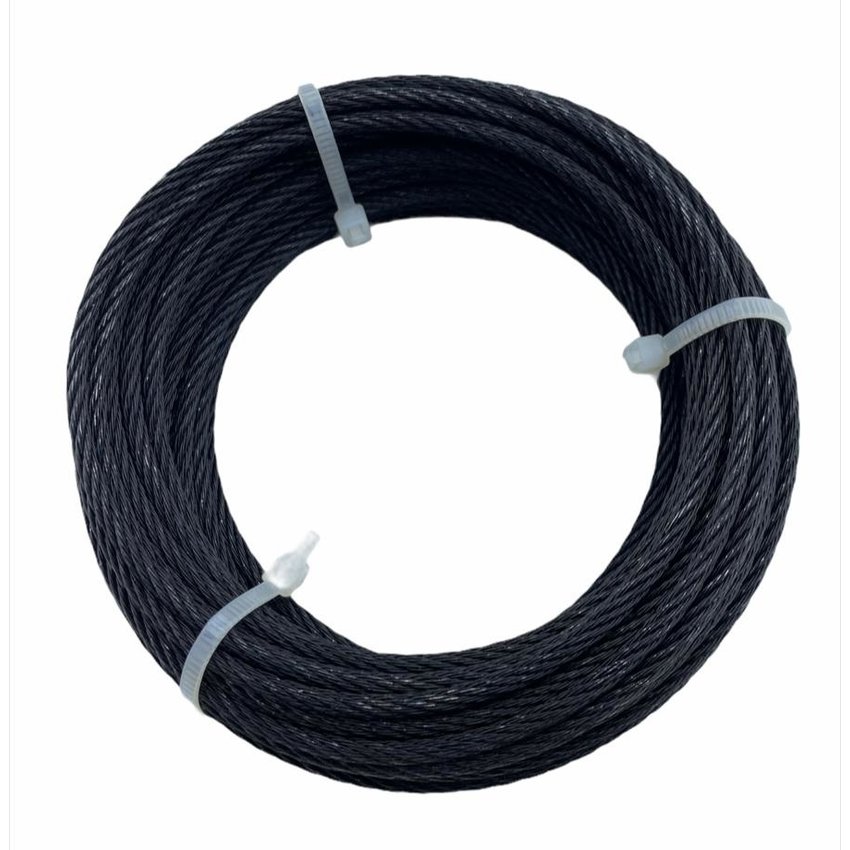 3mm Black Bundled Steel Cable, 10 meters