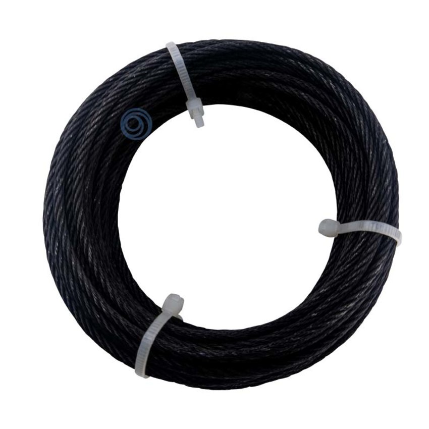 Staalkabel 3 mm, 10 meter gebundeld, zwart