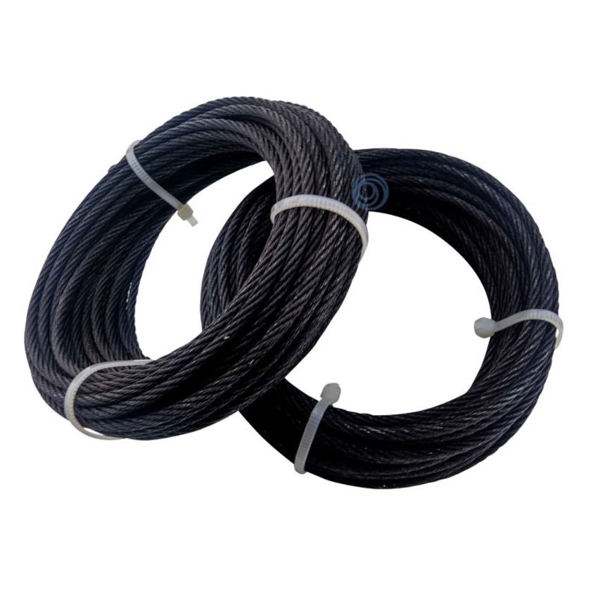 3mm Black Bundled Steel Cable, 10 meters