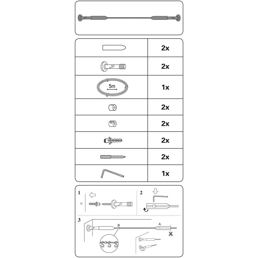 Steel cable curtain suspension system