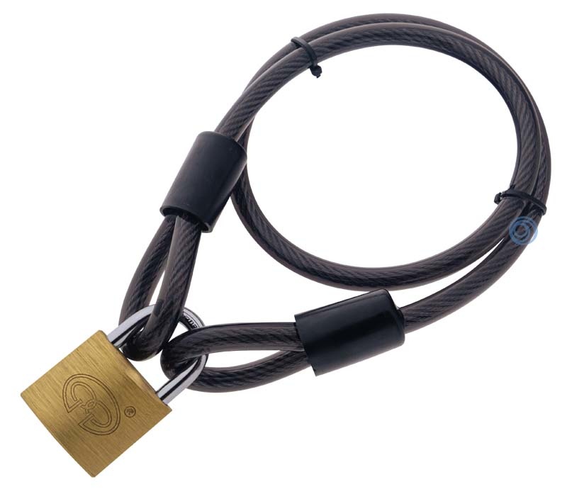 Padlock Rope Connection Steel cable 80 cm with padlock PVC - Wire rope stunter