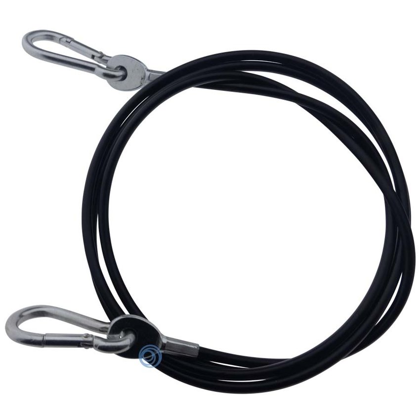 Fitness Steel cable 4/6mm black with pull eye and snap hooks 7x70