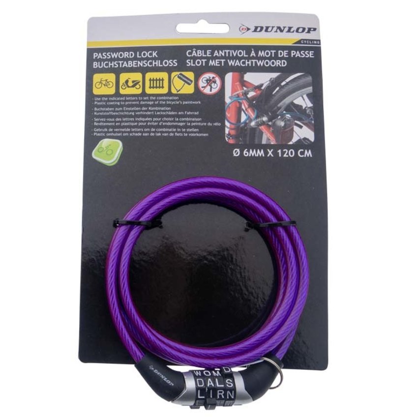 Steel cable with letter lock 6mm x 1.20 meters different colors
