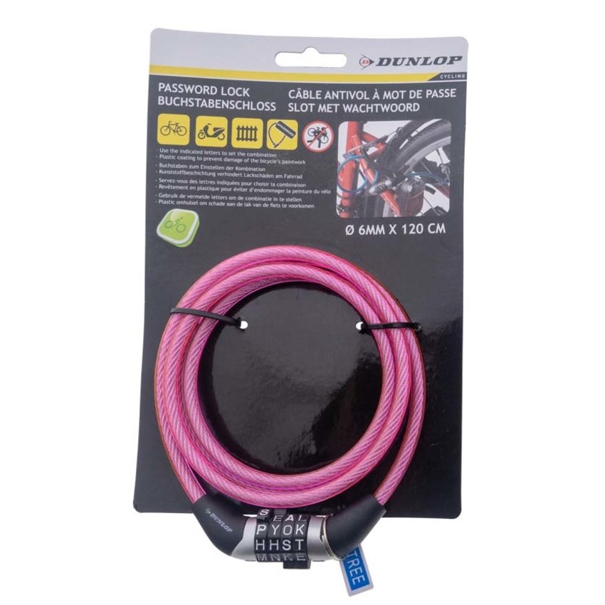 Steel cable with letter lock 6mm x 1.20 meters different colors
