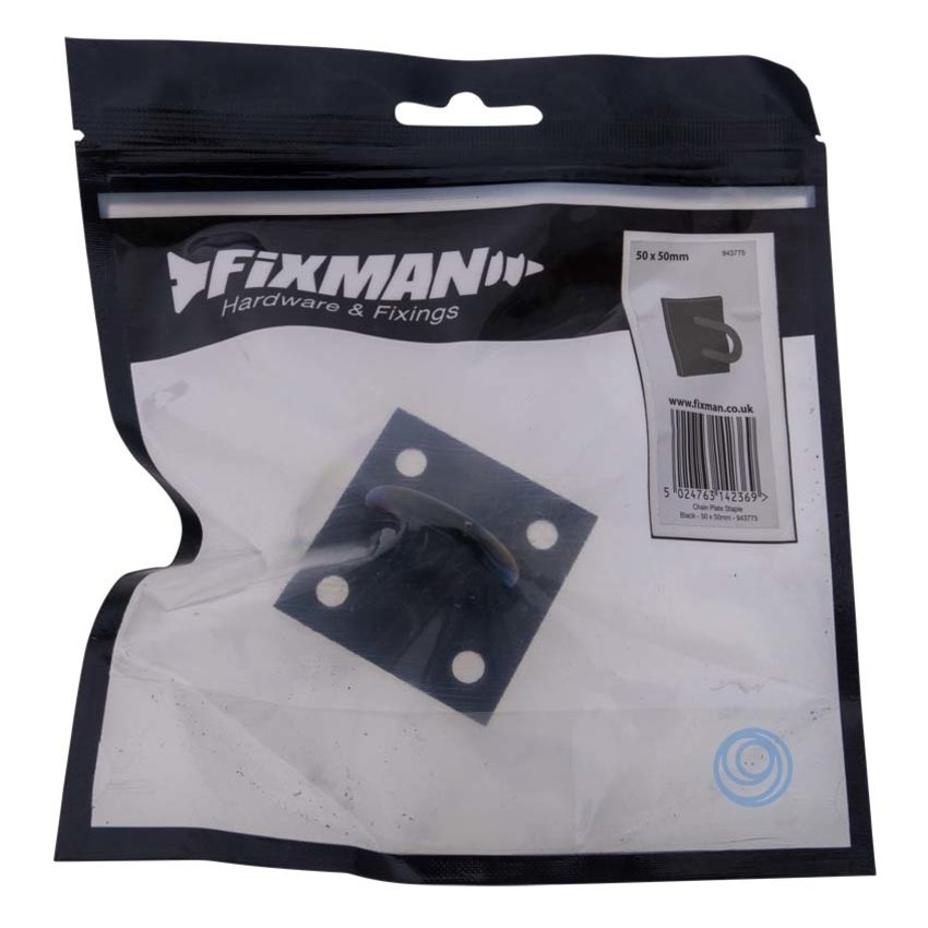 Fixman Ösenplatte schwarz 50x50mm Quadratische Kettenplatte