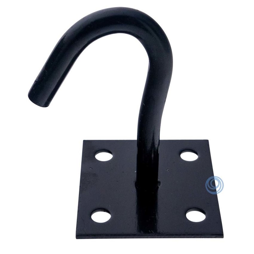 Fixman Eye plate with hook Black 50x50mm Square Chain plate