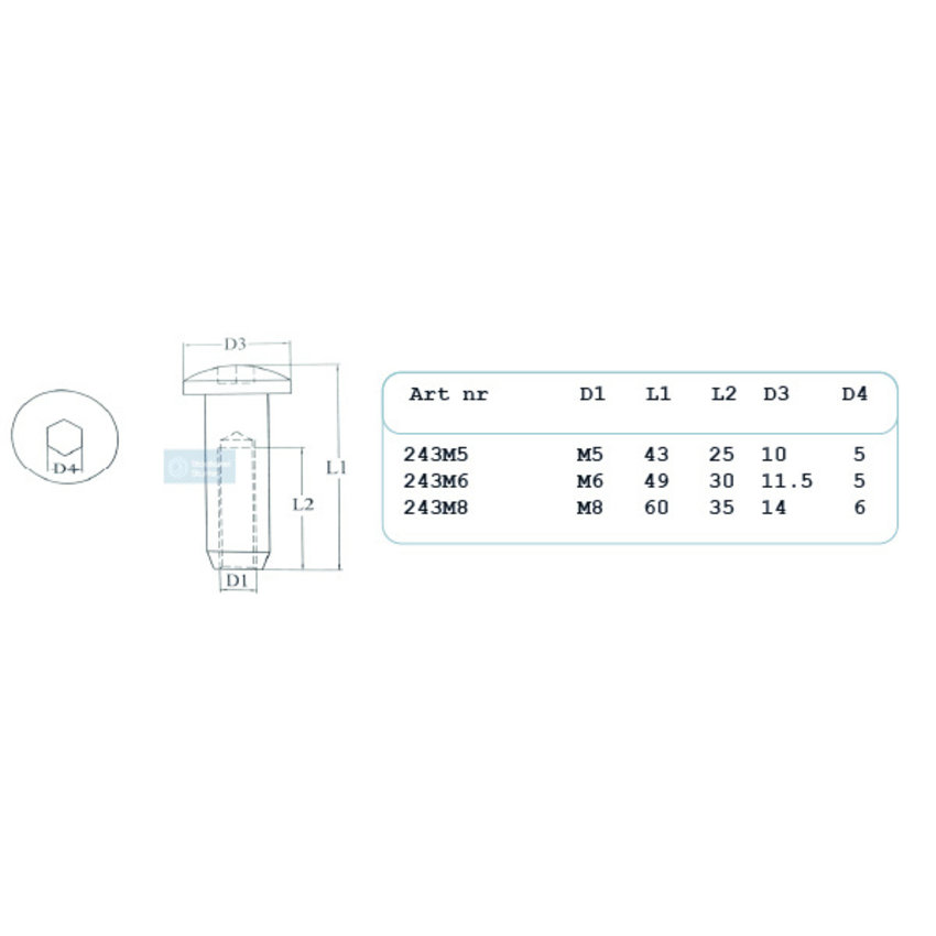 Internal thread terminals M6 left version