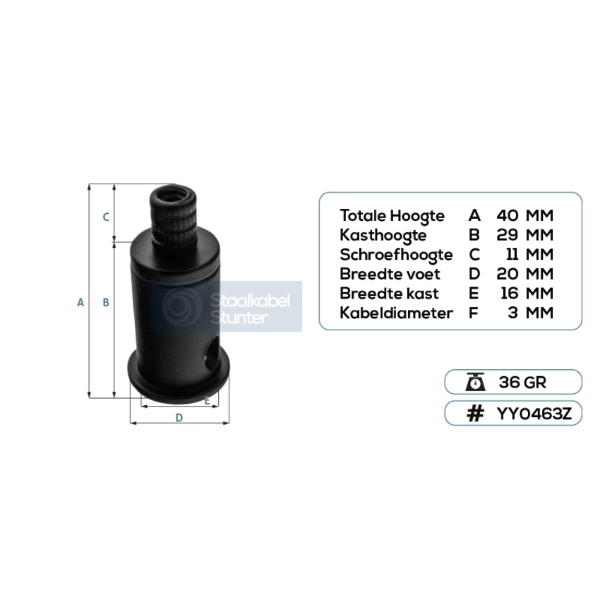 Black ceiling suspension system fixation screw - 3mm