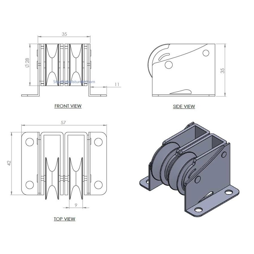 Stainless steel Duo Pulley 28mm